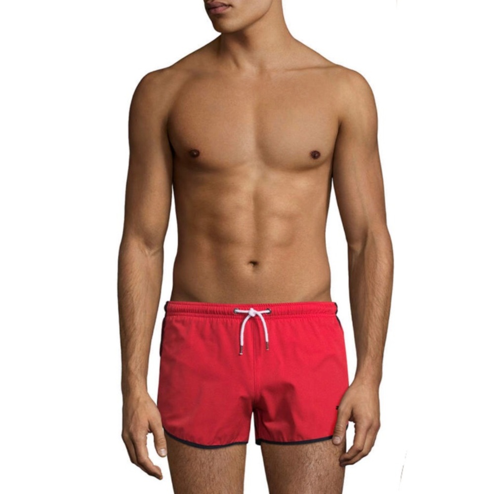 Parke and Ronen ‘Sprinter Solid Stretch’ 3” inseam in  Red / Indigo